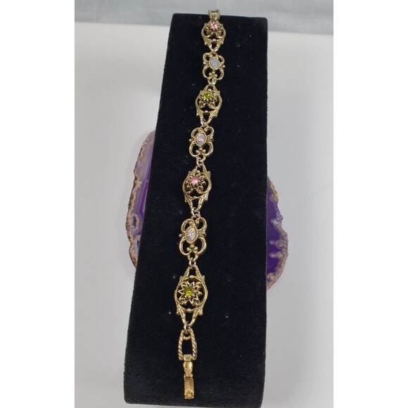 Vintage 1970's Sarah Conventry Contessa Faux Fire Opal Bracelet Brooch Clips Set - Picture 16 of 16